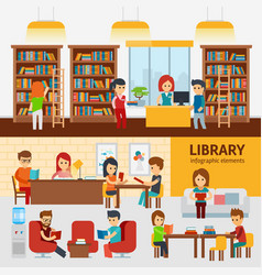 Modern library interior bookshelf empty no people Vector Image