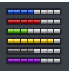 Color progress bar set on dark background Vector Image