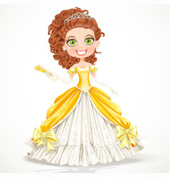 Beautiful red-haired princess in a blue ball gown Vector Image