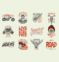 Motorcycles and biker club templates vintage Vector Image