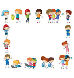 border template with happy kids vector images over 870 templates for children