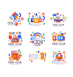 Kids club logo colorful creative label template Vector Image