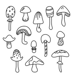 Black and white silhouettes of mushrooms Vector Image