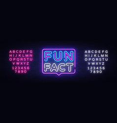 Fun fact neon sign facts design template Vector Image