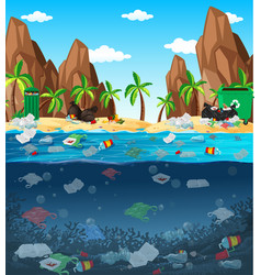 A dirty beach pollution background Royalty Free Vector Image