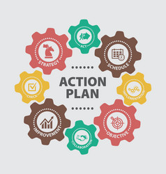 Action plan concept with icons Royalty Free Vector Image