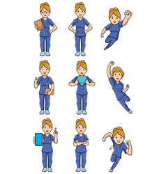 Young female doctor and nurse side side Royalty Free Vector
