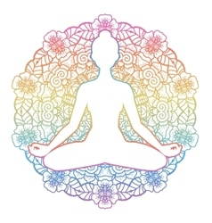 Women silhouette Yoga lotus pose Padmasana Vector Image