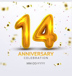 Fourteenth Anniversary Celebration Number Vector Image