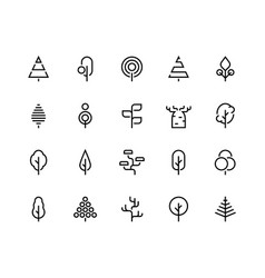 Forest trees line icons with simple geometric Vector Image