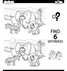 Differences game with african animal characters Vector Image