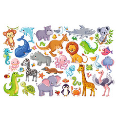 Set with animals in cartoon style Royalty Free Vector Image