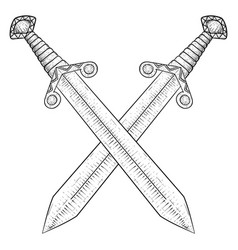 Crossed vintage swords Royalty Free Vector Image