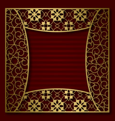 Golden cover background with patterned frame Vector Image