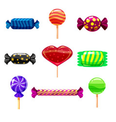 Set single cartoon candies lollipop candy Vector Image