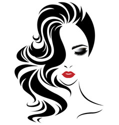 Women long hair style icon logo face Royalty Free Vector