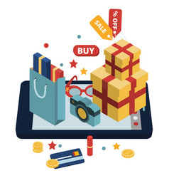 Isometric of online shopping vector