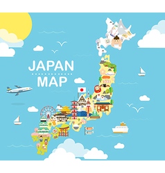 Tokyo travel map in flat Royalty Free Vector Image