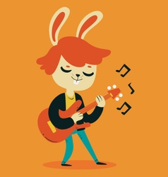 Rockabilly Bunny Playing Guitar Royalty Free Vector Image