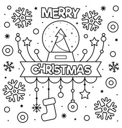 Merry Christmas Coloring Page Black And White Vector Image