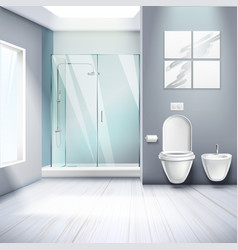 Realistic bathroom furniture set Royalty Free Vector Image
