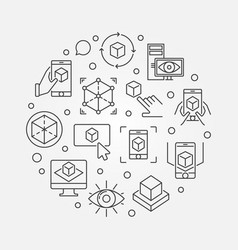 Ar technology round colored concept Royalty Free Vector