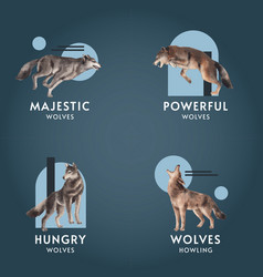 Logo template with wolf in winter Royalty Free Vector Image