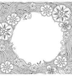 Floral hand drawn square frame in zentangle style Vector Image