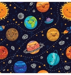Seamless space pattern background with planets Vector Image