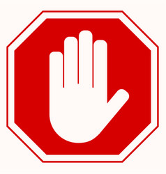 Red stop signs hand rectangle word stop and Vector Image
