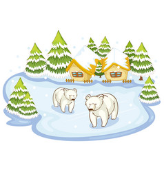 Four winter scenes with different animals Vector Image