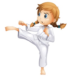 A Brave Young Girl Doing Karate Royalty Free Vector Image