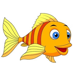 Cute golden fish cartoon Royalty Free Vector Image