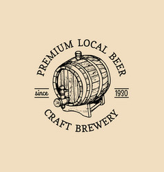 Kraft beer barrel logo old brewery icon hand Vector Image