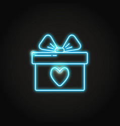 Present box neon sign Royalty Free Vector Image