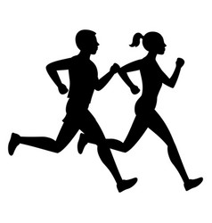 Silhouette of running woman profilec simple black Vector Image