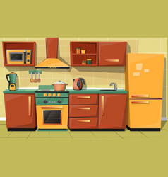 Cartoon set of household kitchen appliances Vector Image