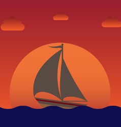 Retro 80s sunset over big water Royalty Free Vector Image