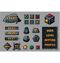 Game ui big kit template wooden menu of Royalty Free Vector