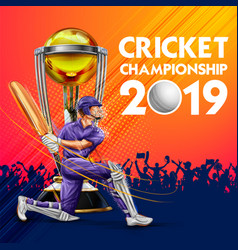 Batsman playing game of cricket championship Vector Image