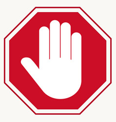 Red stop signs hand rectangle word stop and Vector Image