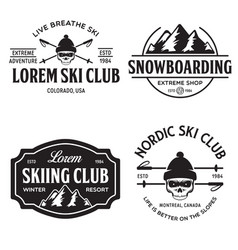 Vintage Ski Or Winter Sports Logos Badges Vector Image