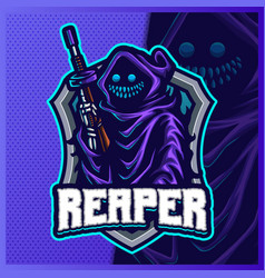 Grim reaper hood mascot esport logo design Vector Image