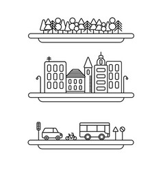 Linear urban landscape template Royalty Free Vector Image