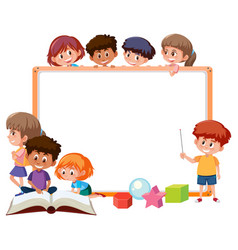 Background template with kids holding big book Vector Image