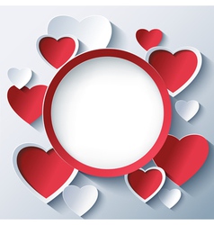 Valentines day background frame with 3d hearts vector