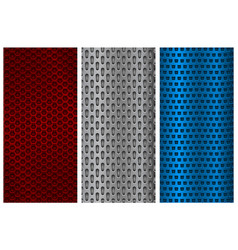 Blue red and silver metal perforated backgrounds Vector Image