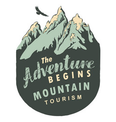 Travel banner with mountains and flying eagle Vector Image