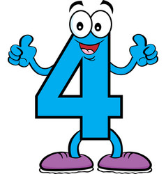 Cartoon number three with his hands up Royalty Free Vector