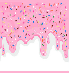 Pink cake alphabet with colorful sprinkles Vector Image